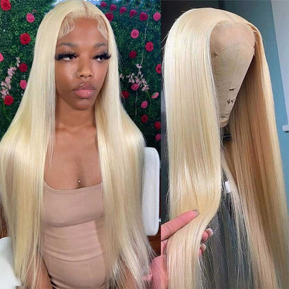 Blonde Colored Front Straight Human Hair Wigs [13x6 Lace]