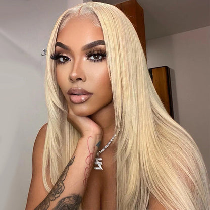 Blonde Colored Front Straight Human Hair Wigs [13x6 Lace]