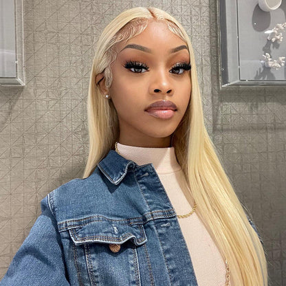 Blonde Colored Front Straight Human Hair Wigs [13x6 Lace]
