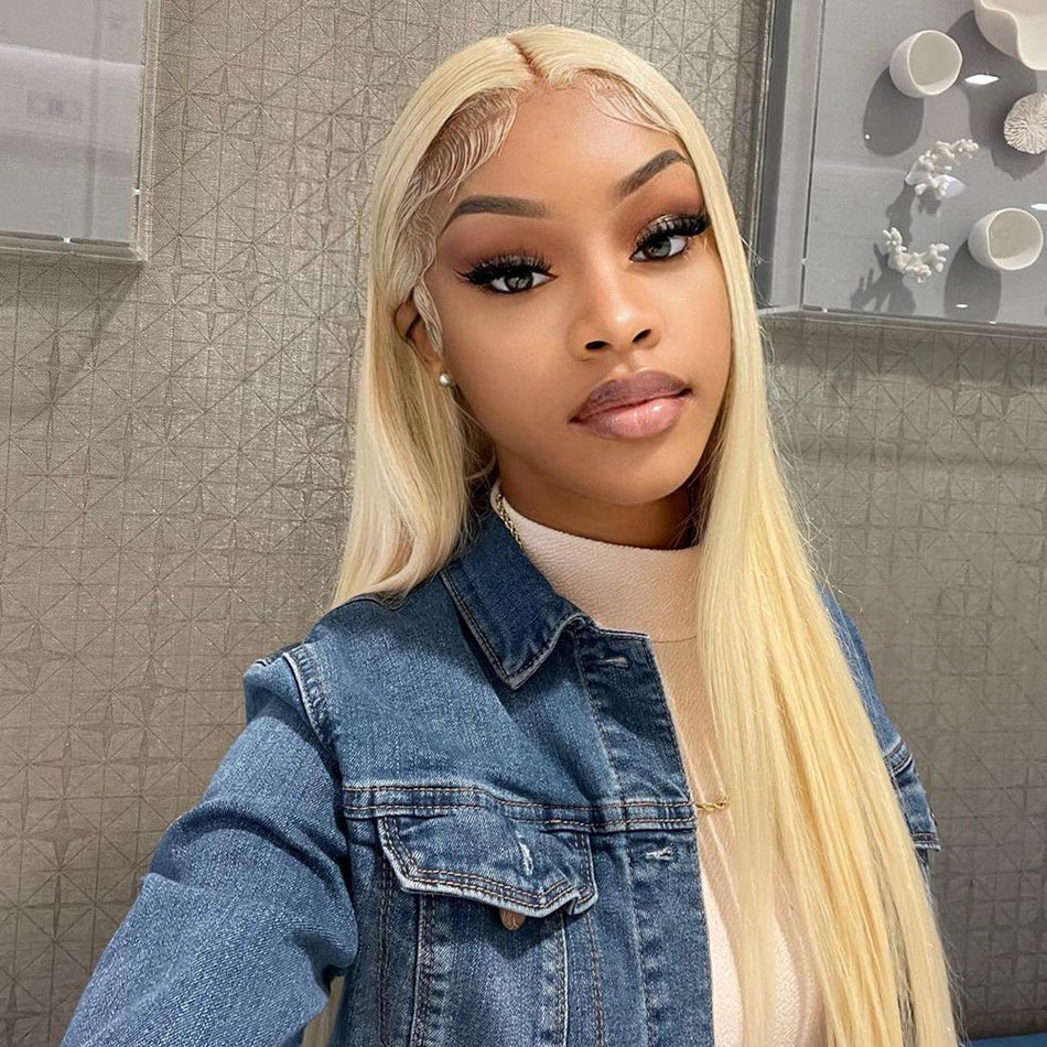 Blonde Colored Front Straight Human Hair Wigs [13x6 Lace]