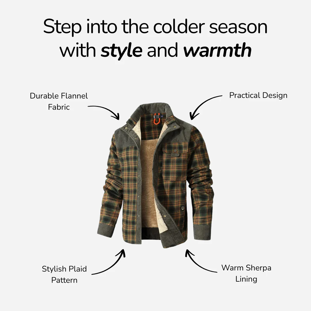 Men's Plaid Sherpa Lined Flannel Jacket By Jacob Martin